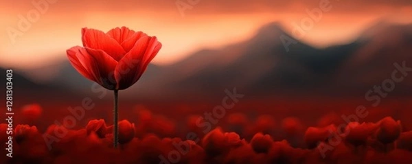 Obraz poppy field at sunset