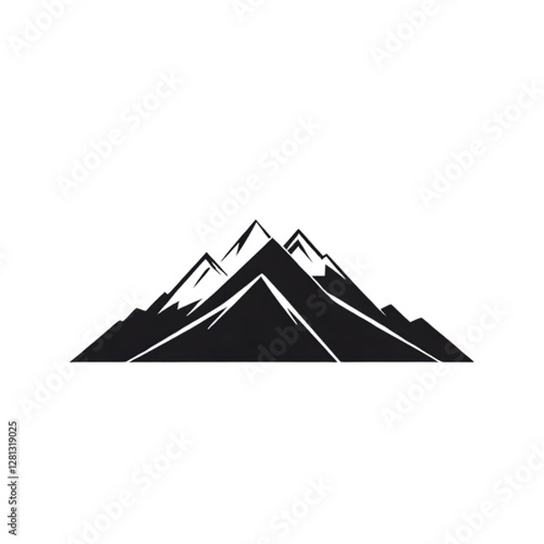 Obraz A vector illustration of a mountain silhouette set, featuring rugged grunge textures for a bold and artistic effect.
