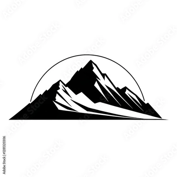 Obraz A vector illustration of a mountain silhouette set, featuring rugged grunge textures for a bold and artistic effect.