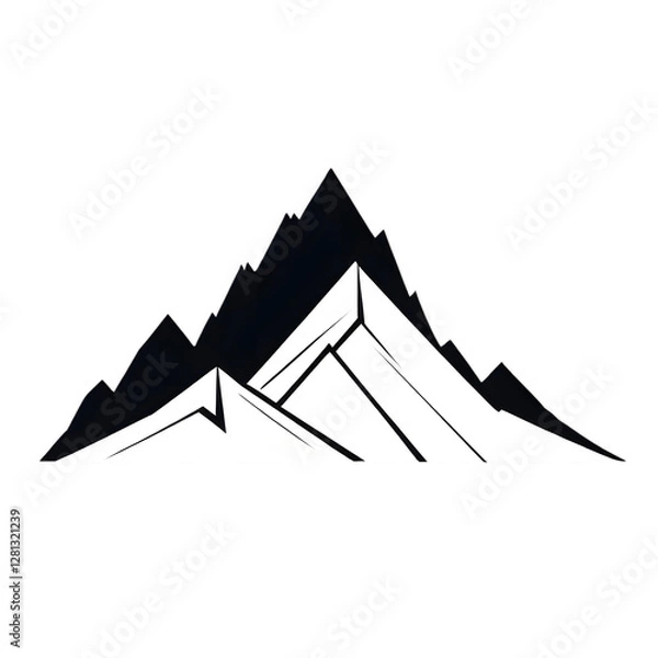 Obraz A vector illustration of a mountain silhouette set, featuring rugged grunge textures for a bold and artistic effect.