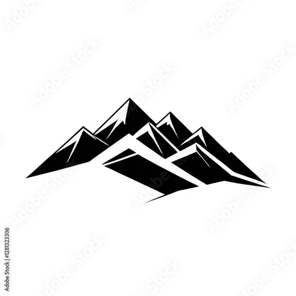 Obraz A vector illustration of a mountain silhouette set, featuring rugged grunge textures for a bold and artistic effect.