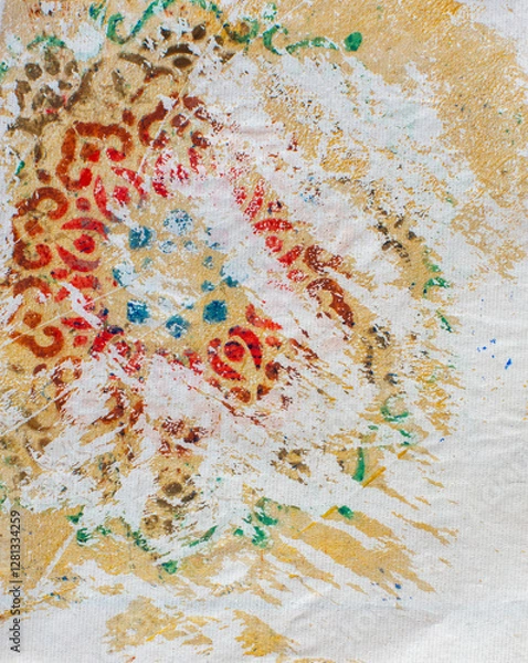 Obraz Painted Flora Stencil with Worn Texture