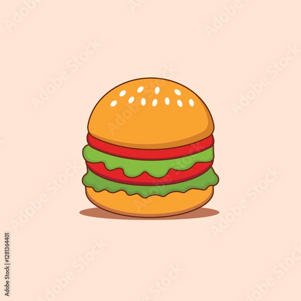 Obraz Cartoon burger set. Vector illustration.