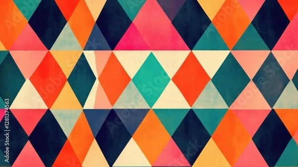 Fototapeta Colorful geometric triangle and diamond pattern background.