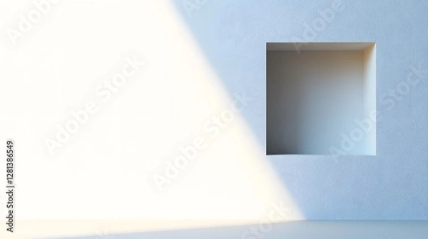 Obraz Minimalist White Wall Niche with Sunlight Shadow
