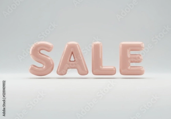Fototapeta Pink letters spell out sale against a soft, neutral background, creating an inviting atmosphere for shoppers. This eye-catching design aims to attract customers during a promotional period