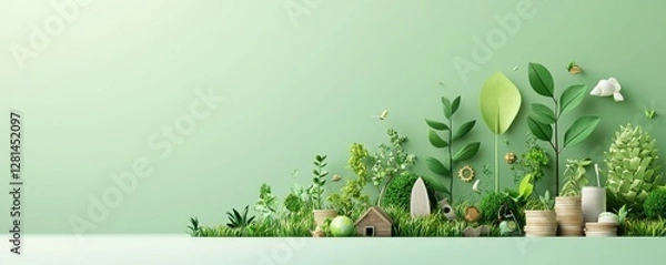 Fototapeta Eco-friendly investment strategies circular economy insights digital graphics green environment creative viewpoint sustainable future