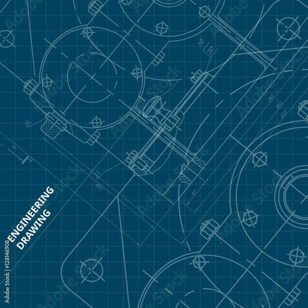 Fototapeta Mechanical Engineering drawing. Engineering Drawing Background. Vector.