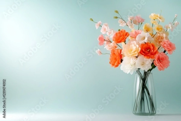 Fototapeta A flowers in a vase placed on a white background. Generative AI