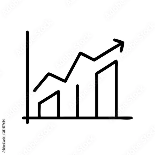 Obraz Growth chart icon with upward trend in black outline