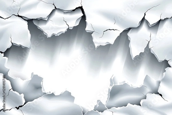 Obraz Cracked Surface Texture Background Abstract White Broken Wall with Light Rays