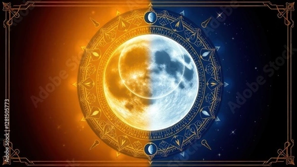 Fototapeta Moon in a frame with 2 gradient colors