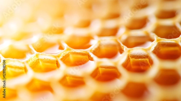 Fototapeta Exploring the Fascinating World of Honey Bees in Their Natural Hive Close-Up Photography Sunny Environment Macro Viewpoint Nature Concept