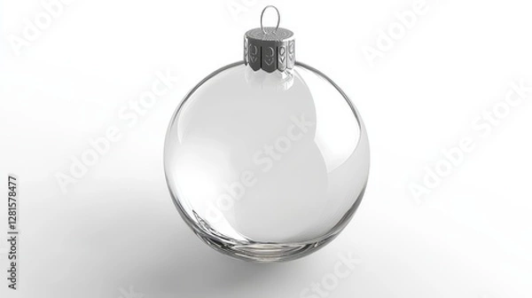 Fototapeta Decorative Clear Glass Ornament Hanging Against a Simple White Background for Holiday Festivities