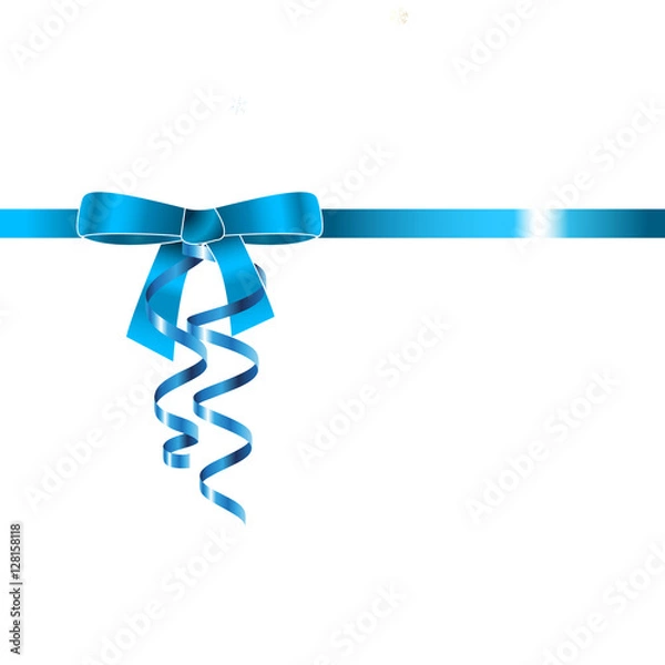 Obraz Elegant ribbon bow with streamers in blue