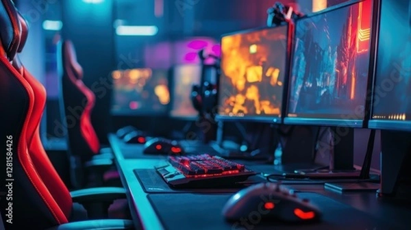 Fototapeta Cyber Gaming Setup: Immersive Esports Arena Experience
