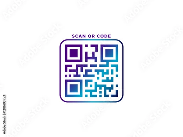 Fototapeta Gradient QR Code Icon Modern Digital Scan Code for Payment Website vector isolated 