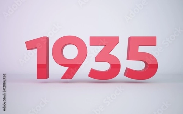 Fototapeta 3d rendering red year 1935 on white background