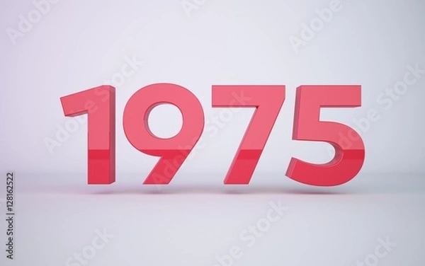 Fototapeta 3d rendering red year 1975 on white background