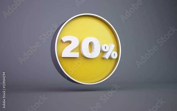 Fototapeta 3d rendering yellow circle percent 