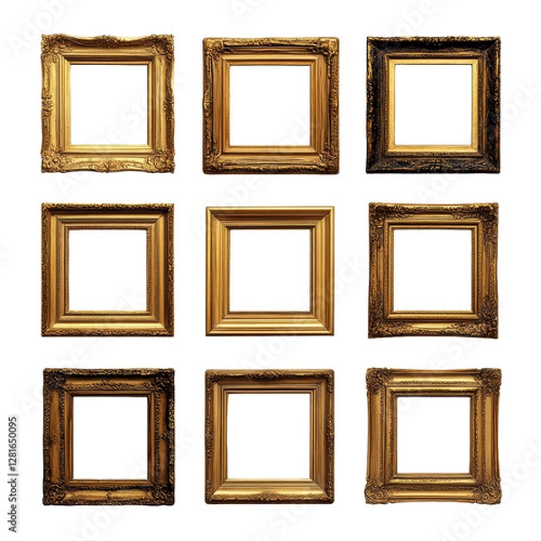 Fototapeta [Transparent Background PNG]Vintage Gold Picture Frames Set