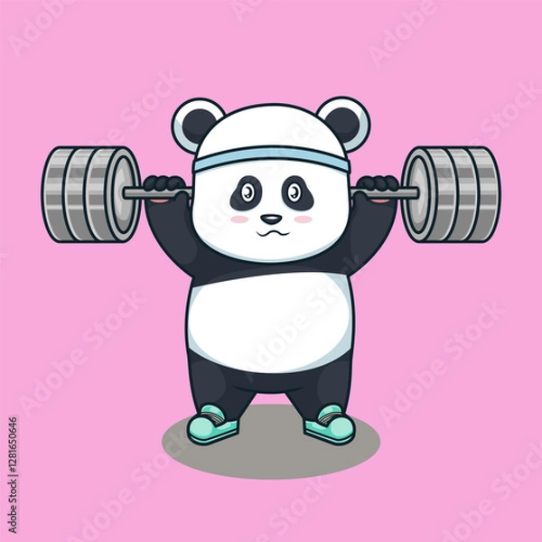 Obraz Cute Panda Lifting Weights