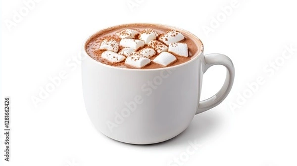 Obraz Warm Hot Chocolate with Marshmallows and Cocoa Powder