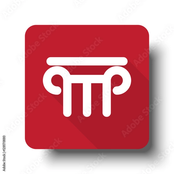 Fototapeta Flat Column web icon on red button with drop shadow