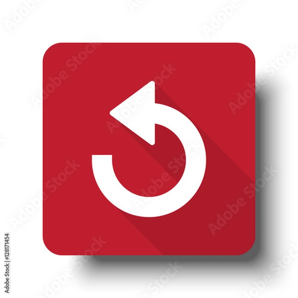 Fototapeta Flat Undo web icon on red button with drop shadow