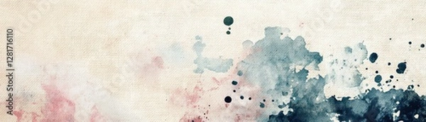 Fototapeta Abstract ink splashes forming an asymmetrical Japanese pattern on a softly textured kimono fabric