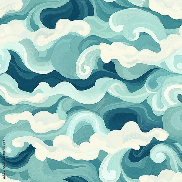 Obraz sea waves seamless pattern