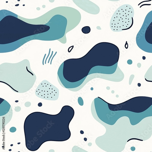 Obraz Abstract seamless pattern with abstract shapes, dots and lines