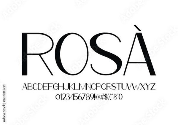Obraz Rosa font for logo and headline. Isolated Vector typeset