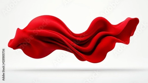 Fototapeta Flowing Red Fabric Abstract Art with Smooth Curves and Texture