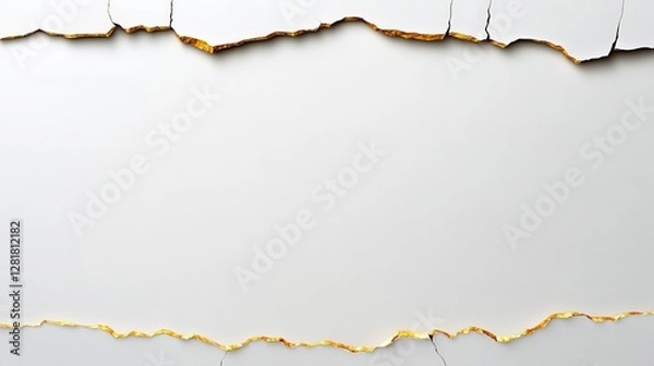 Obraz Cracked Wall with Golden Edge and Textured Background for Art
