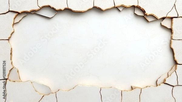 Obraz Cracked Wall with Textured Edge and Blank Space for Design Elements