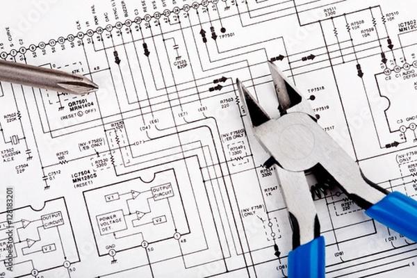 Obraz Tools on schematic diagram