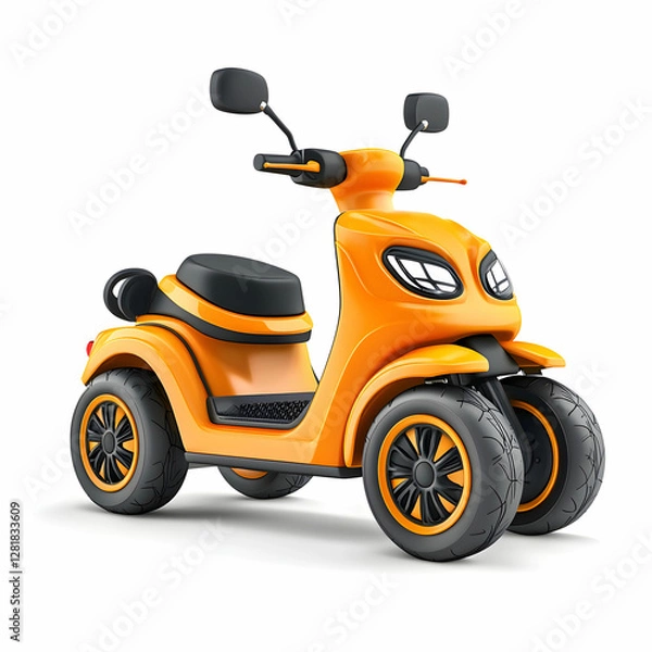 Obraz A yellow scooter with orange wheels