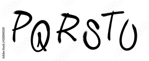 Fototapeta Graffiti spray font alphabet. Part 4. Vector illustration