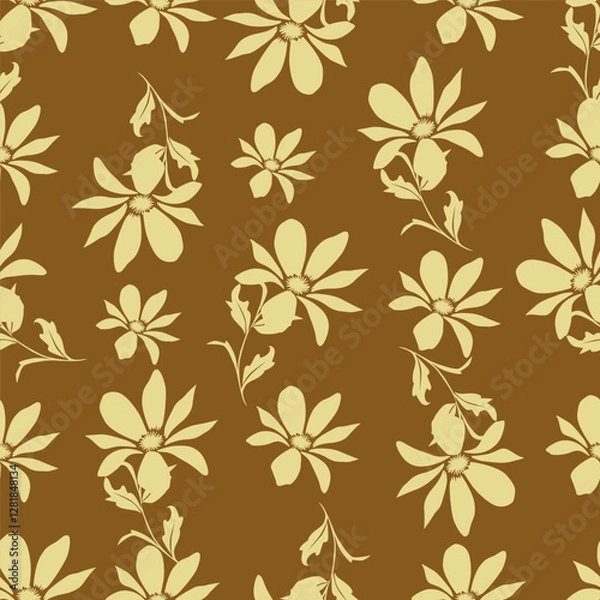 Fototapeta seamless pattern of flowers, branches and leaves