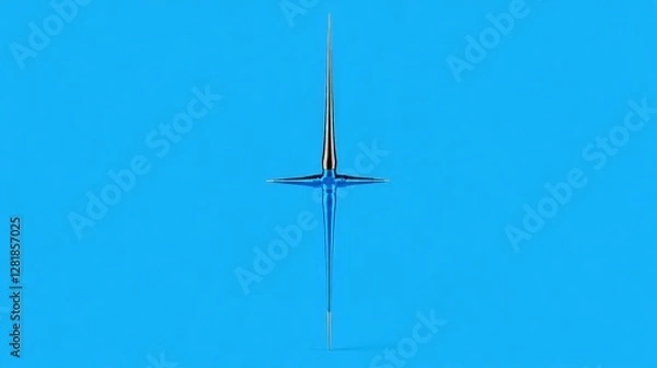 Fototapeta Abstract Spire Form on Bright Blue Background with Vibrant Colors