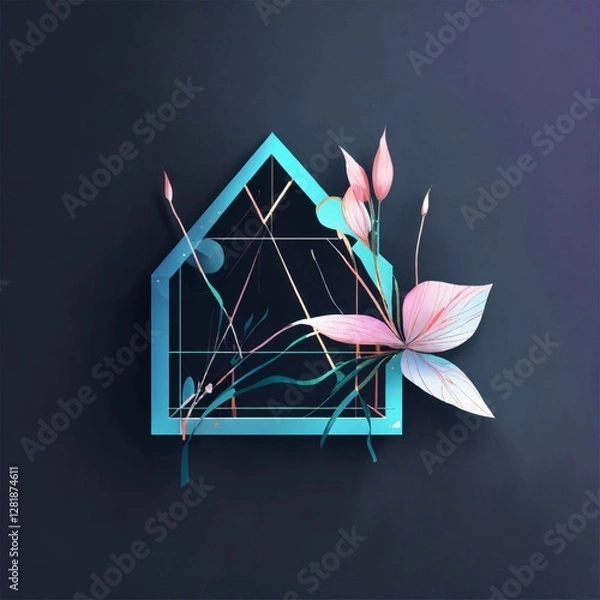 Obraz house with flowers and leaves