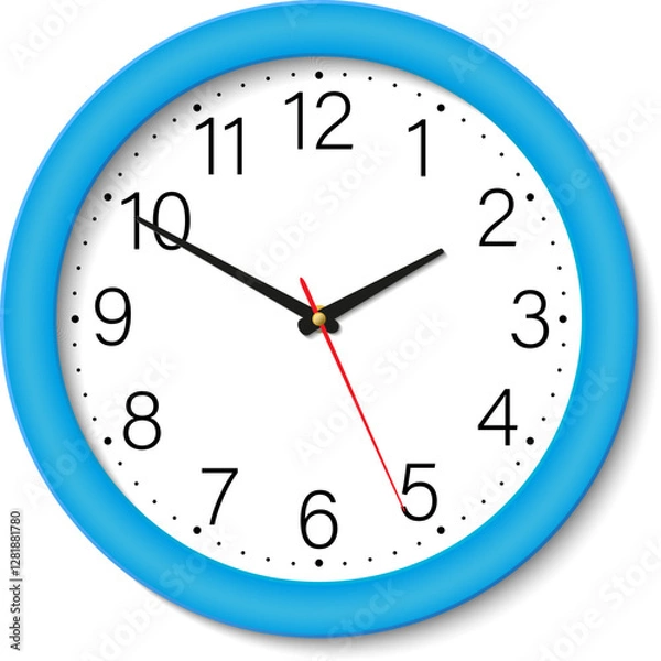 Fototapeta Classic Round Wall Clock with Blue Frame 