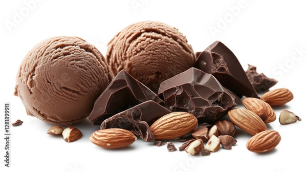 Fototapeta Ice Cream Delight with Chocolate and Almonds