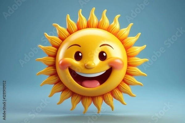 Fototapeta a close up of a smiling sun with a blue background