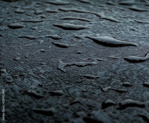 Obraz Krople wody na czarnej nawierzchni