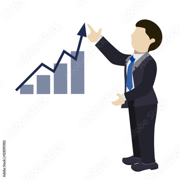 Obraz Improvement Goal Projection, Presenting an Increasing Chart by a Businessman