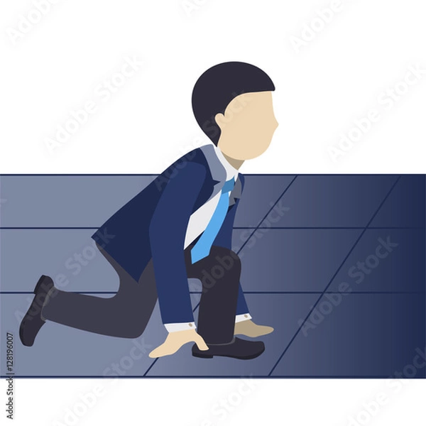 Obraz Businessman Getting Ready for a Start on a Running Track