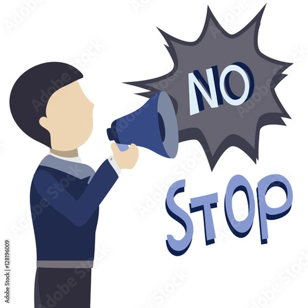 Obraz A Man Shouting NO STOP With Loud Speaker/ Megaphone