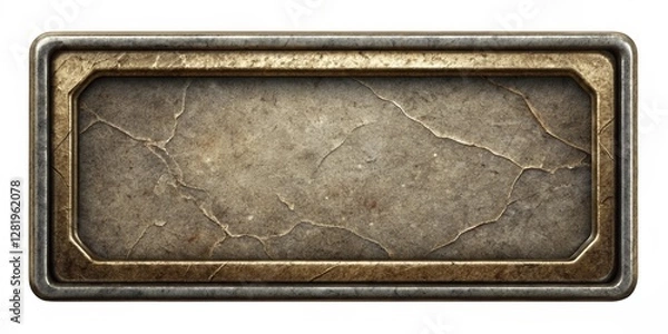 Obraz A metal sign with a rough surface and a gold border. The sign is empty and has no writing on it